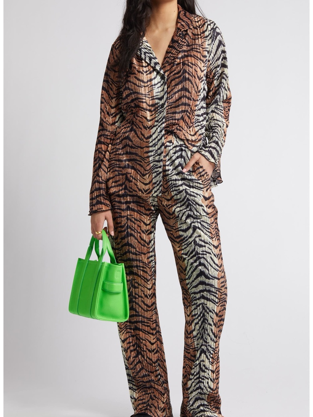 Tiger Long Sleeve Plissé Top & Pants Set dressed in LaLa